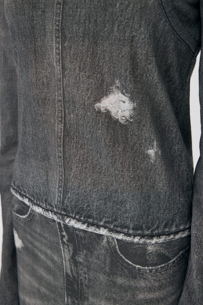 MOUSSY「DENIM PRINT TRANSPARENT ロンT」|Tシャツ・カットソー|