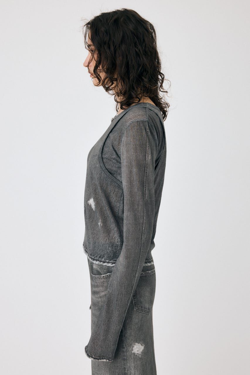 MOUSSY「DENIM PRINT TRANSPARENT ロンT」|Tシャツ・カットソー|