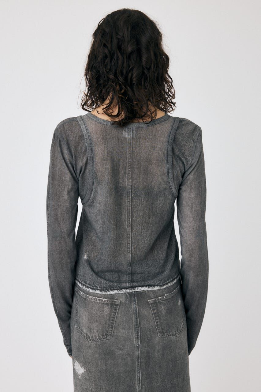MOUSSY「DENIM PRINT TRANSPARENT ロンT」|Tシャツ・カットソー|
