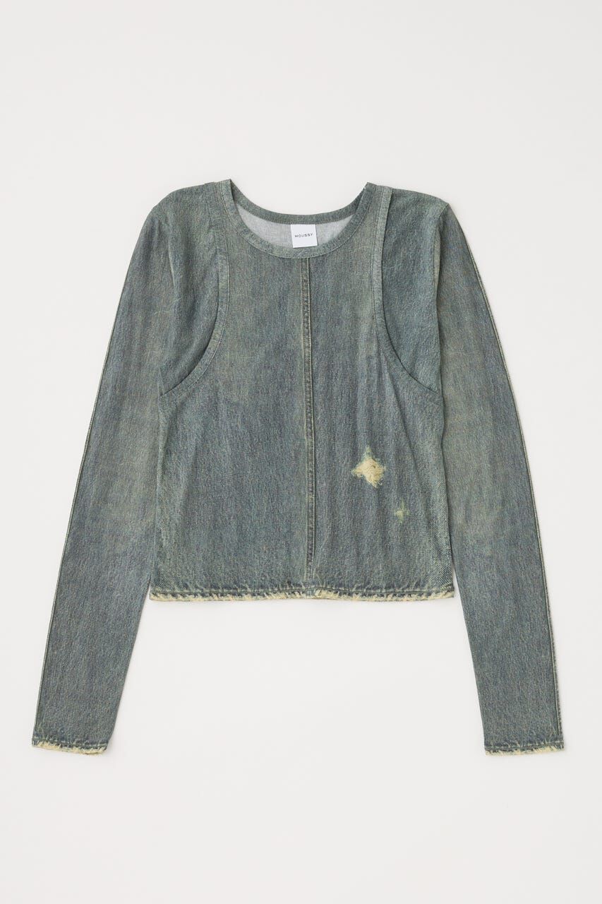 MOUSSY「DENIM PRINT TRANSPARENT ロンT」|Tシャツ・カットソー|