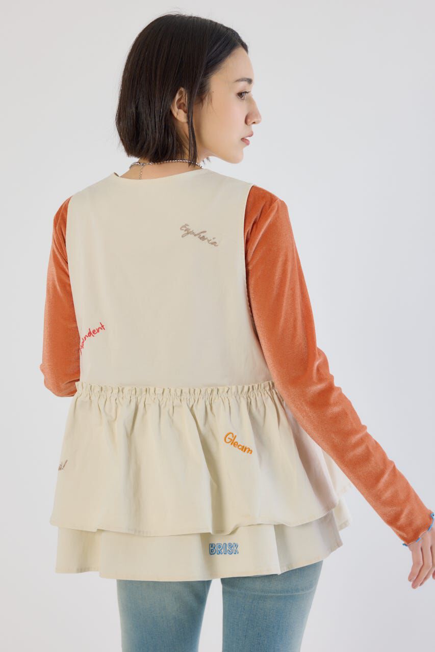 RODEO CROWNS「embroideryフロントジップベスト」|ダウンベスト・ベスト|