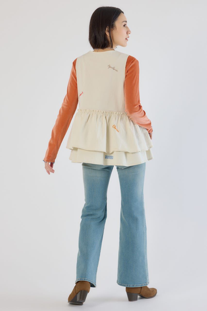 RODEO CROWNS「embroideryフロントジップベスト」|ダウンベスト・ベスト|