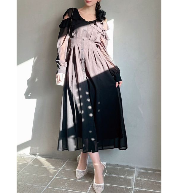 RESEXXY「コルセットシャツフレアワンピース」|ワンピース|ブラック