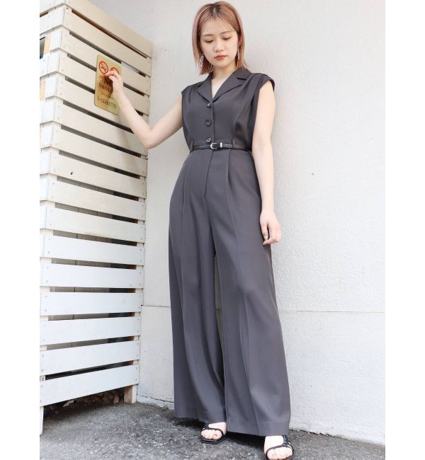 MURUA「ウエストベルトワイドロンパース」|オールインワン|