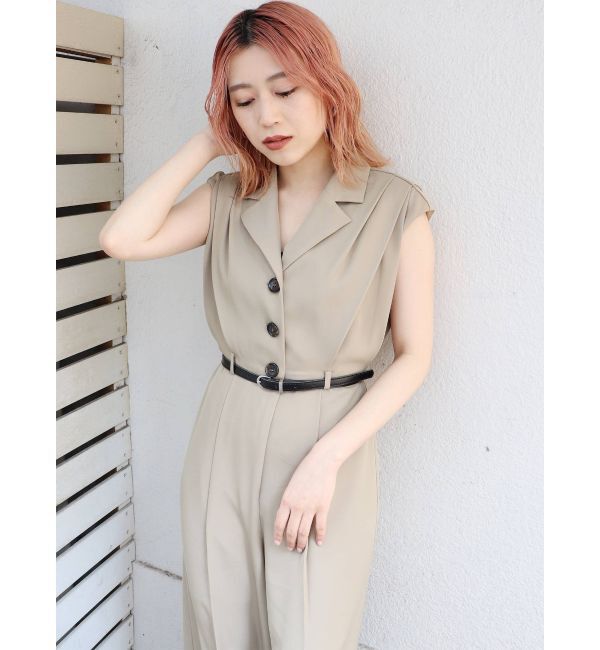 MURUA「ウエストベルトワイドロンパース」|オールインワン|