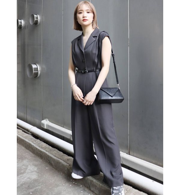 MURUA「ウエストベルトワイドロンパース」|オールインワン|