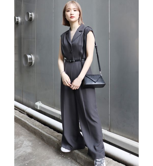 MURUA「ウエストベルトワイドロンパース」|オールインワン|