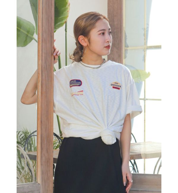 Ungrid「エンブロイダリーダメージロゴTee」|Tシャツ・カットソー|