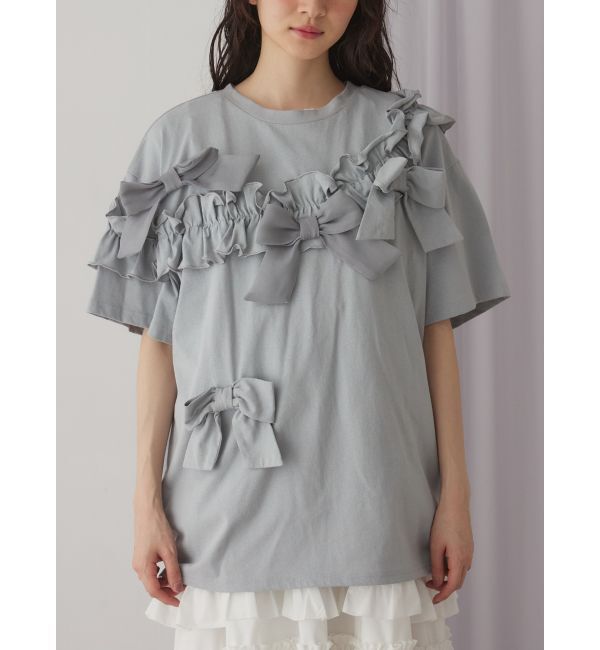 merry jenny「ribbon frill big tee」|Tシャツ・カットソー|ブルー