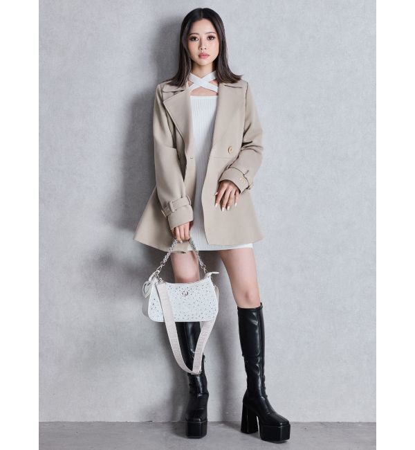 GYDA「GDミディアムフレアコート」|トレンチコート|