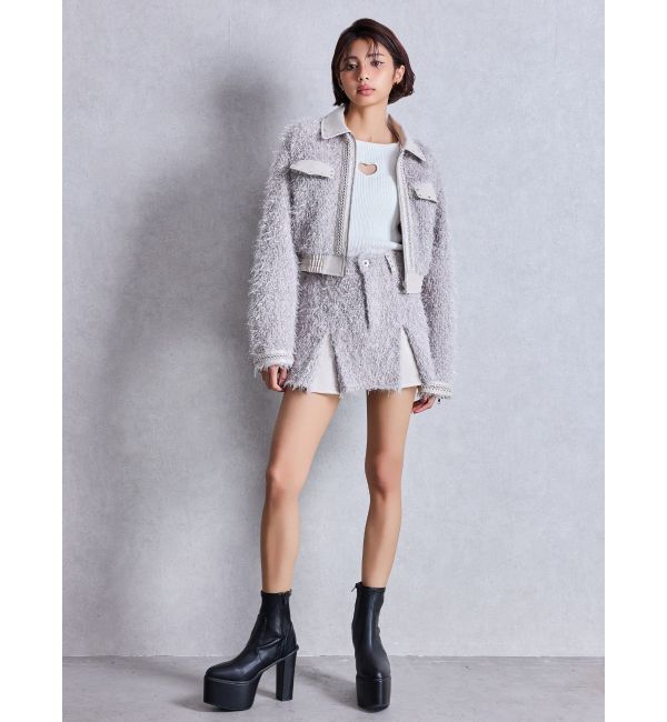 GYDA「ラメツイードチェーンジャケット」|ブルゾン・スタジャン|