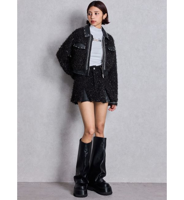 GYDA「ラメツイードチェーンジャケット」|ブルゾン・スタジャン|