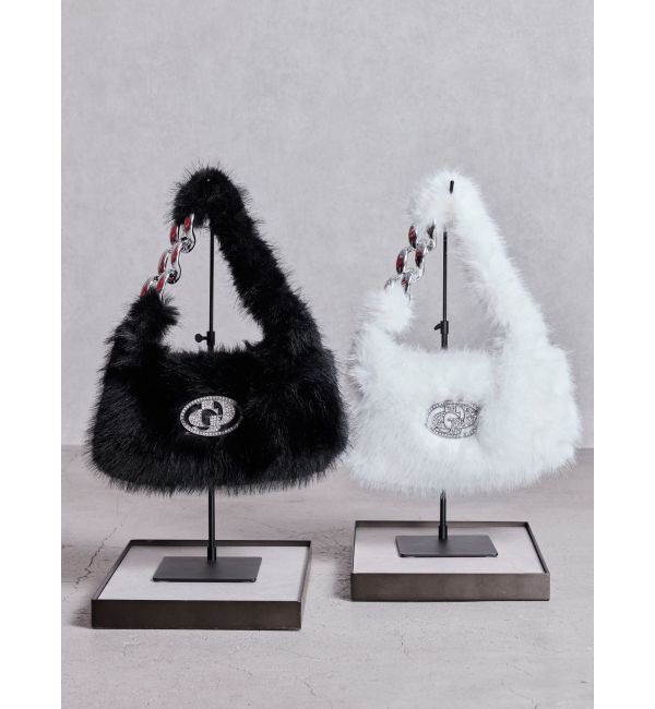 GYDA「GDラインストーンバックルECO FUR BAG」|ハンドバッグ|