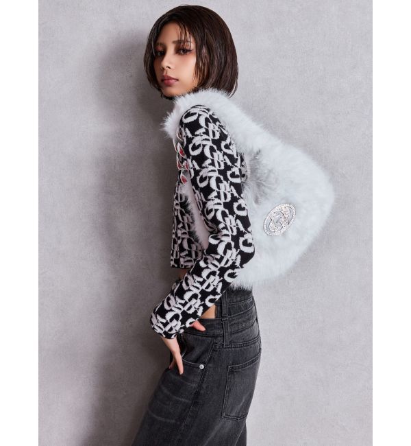 GYDA「GDラインストーンバックルECO FUR BAG」|ハンドバッグ|