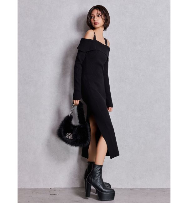 GYDA「GDラインストーンバックルECO FUR BAG」|ハンドバッグ|