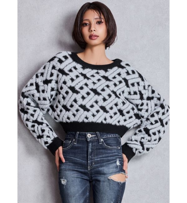 GYDA「GGチェーンロゴラメニットトップス」|ニット・セーター|