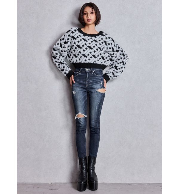 GYDA「GGチェーンロゴラメニットトップス」|ニット・セーター|