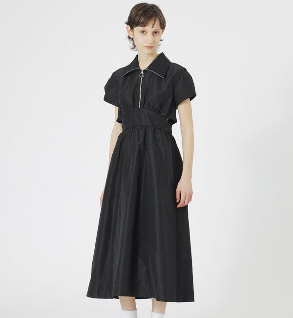 「【手洗い可】フロントZIPオープンワンピース」|ワンピース|ブラック