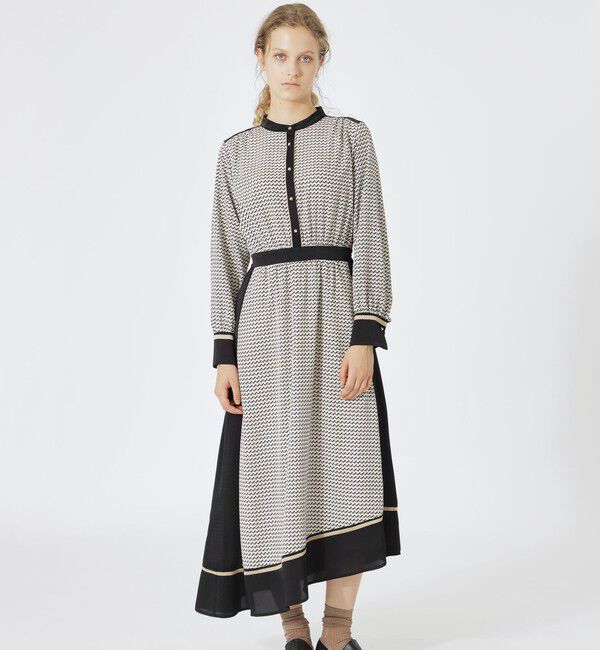  「レトロジオメトリックプリントワンピース」|ワンピース|ホワイト