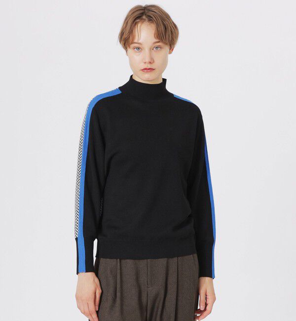  「2フェイスブロッキングパターンニット」|ニット・セーター|ブラック