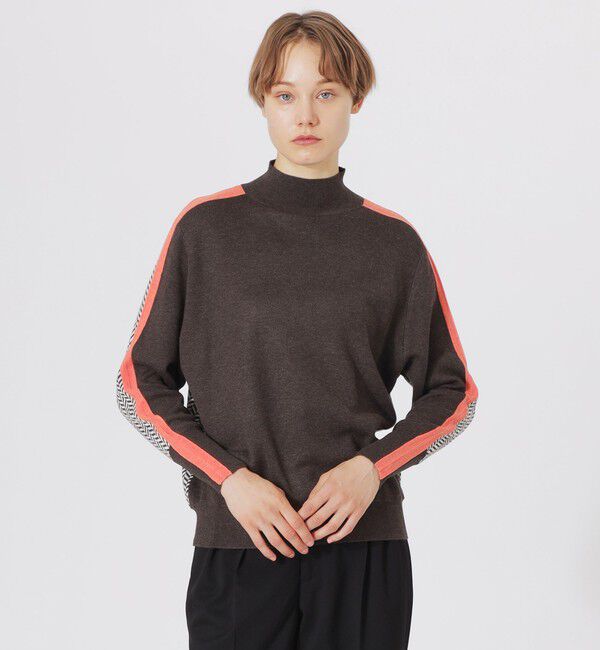  「2フェイスブロッキングパターンニット」|ニット・セーター|ブラウン