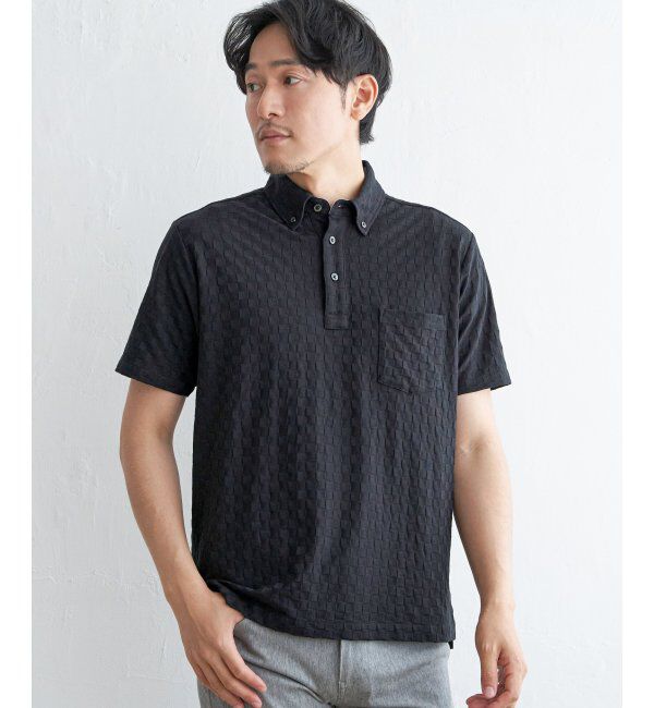 IKKA LOUNGE「リンクスジャカード市松ポロシャツ」|Tシャツ・カットソー|
