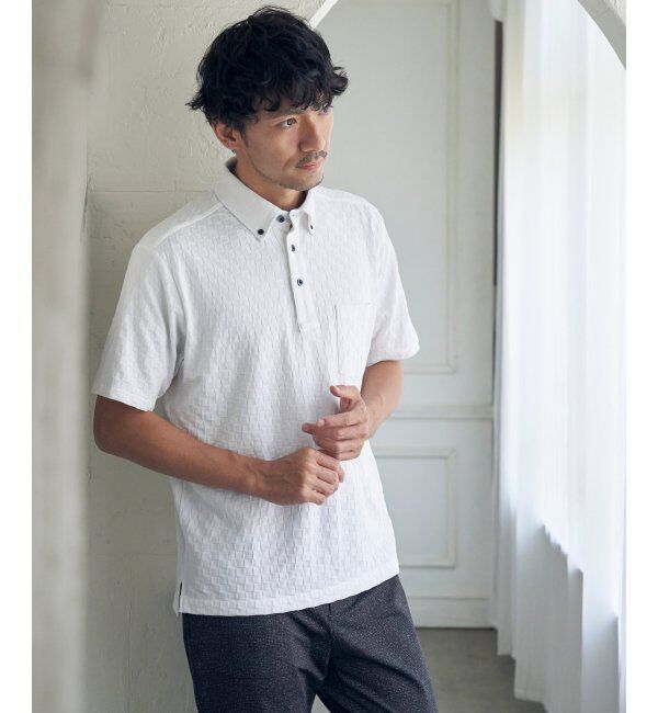 IKKA LOUNGE「リンクスジャカード市松ポロシャツ」|Tシャツ・カットソー|