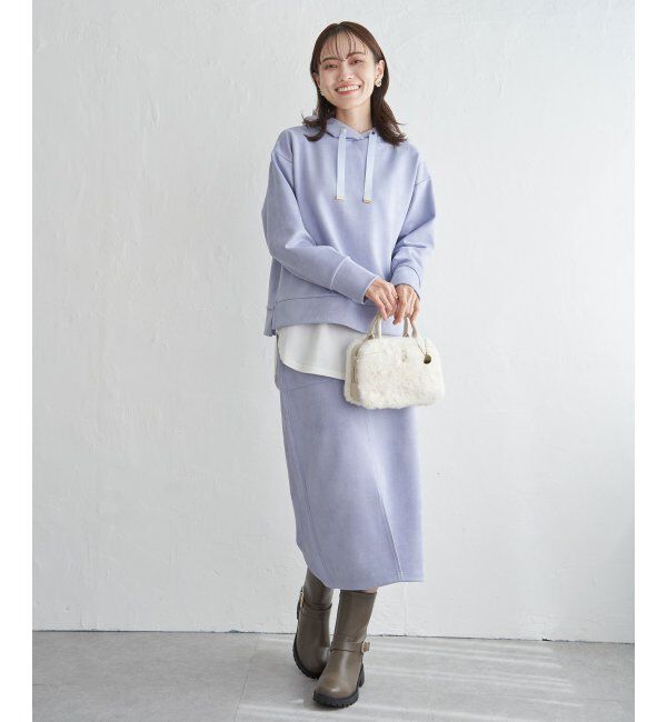 ikka「GOKU楽フェイクスエードフードパーカー」|パーカー|