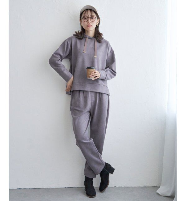 ikka「GOKU楽フェイクスエードフードパーカー」|パーカー|