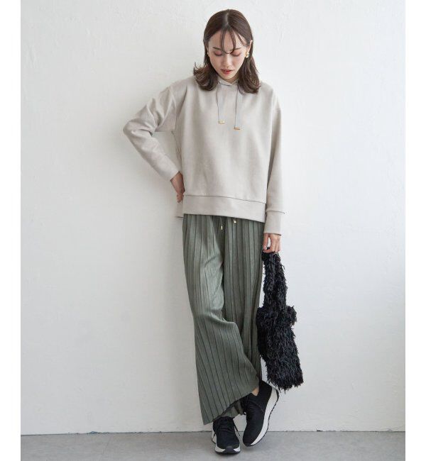 ikka「GOKU楽フェイクスエードフードパーカー」|パーカー|