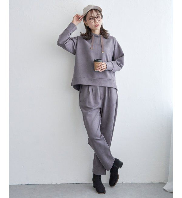 ikka「GOKU楽フェイクスエードフードパーカー」|パーカー|