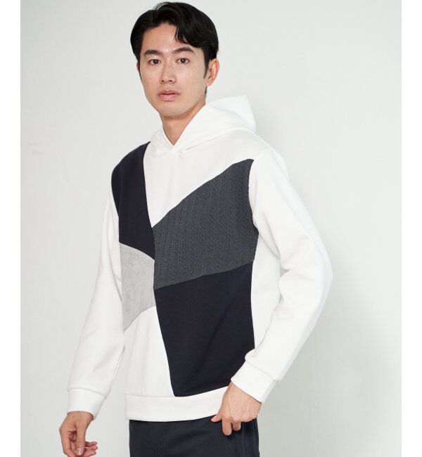 ikka「ブロックスダンボールプルパーカ」|パーカー|ホワイト