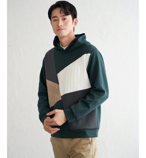 ikka「ブロックスダンボールプルパーカ」|パーカー|