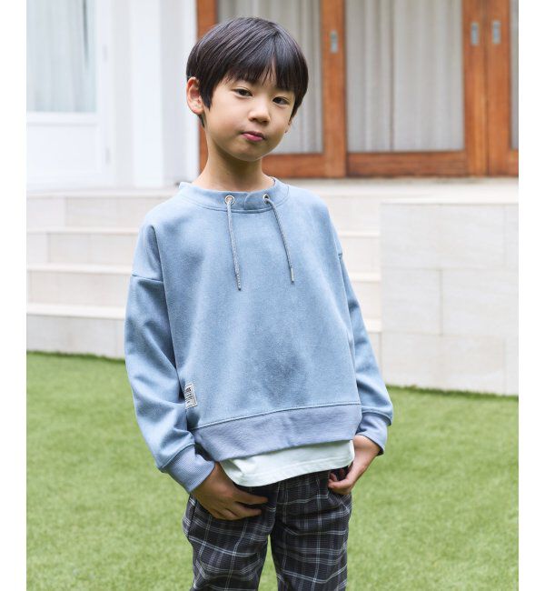 ikka kids「【親子コーデ】フェイクスエードルーイカラーレイヤードプルオーバー（120~160cm）」|Tシャツ・カットソー|