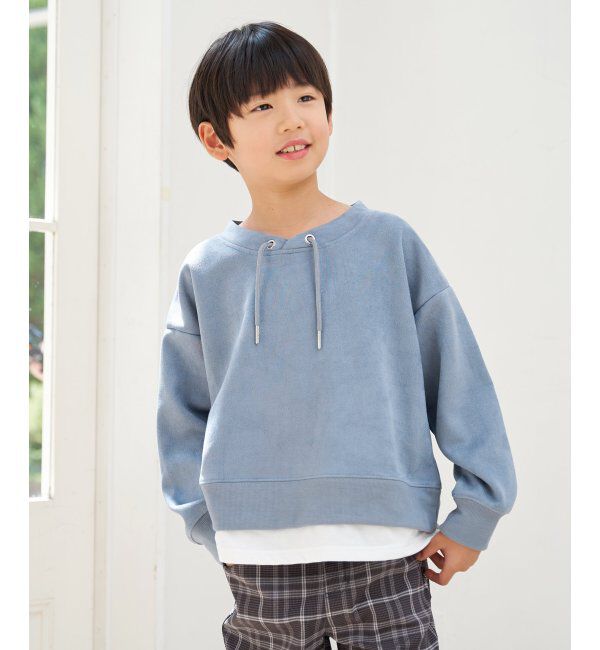 ikka kids「【親子コーデ】フェイクスエードルーイカラーレイヤードプルオーバー（120~160cm）」|Tシャツ・カットソー|