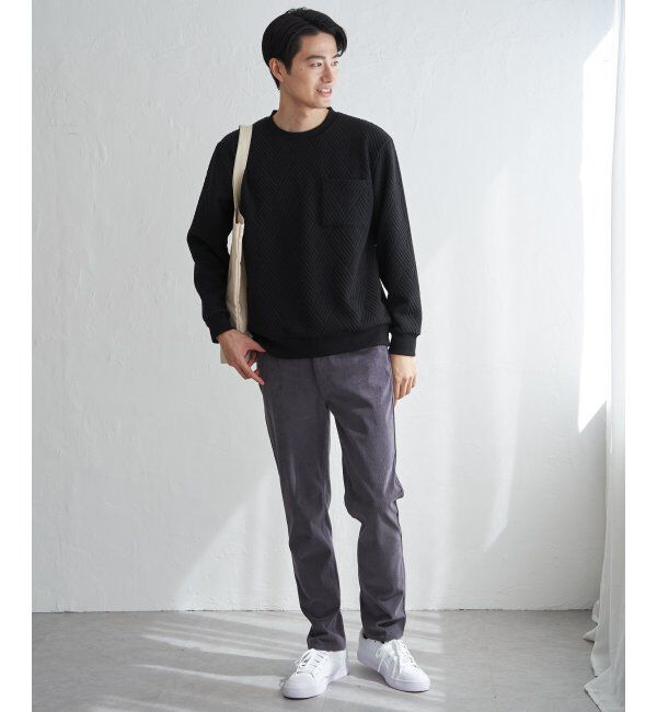 ikka「フクレジャカードポケ付きクルーネックプルオーバー」|パーカー|