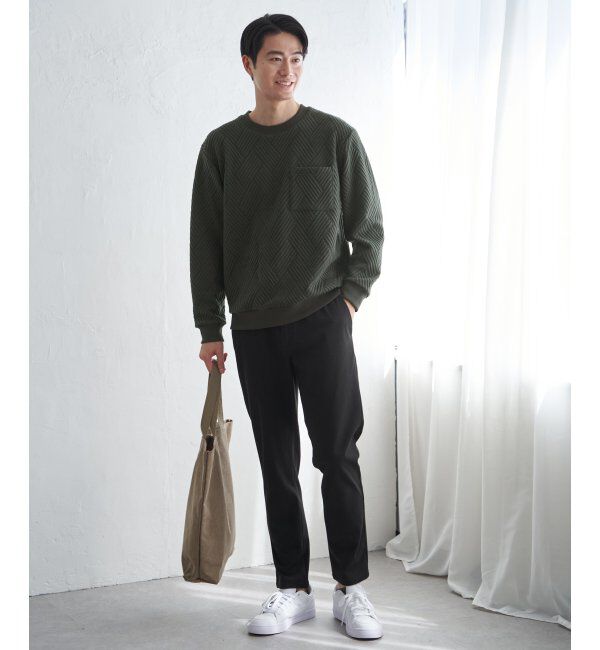 ikka「フクレジャカードポケ付きクルーネックプルオーバー」|パーカー|