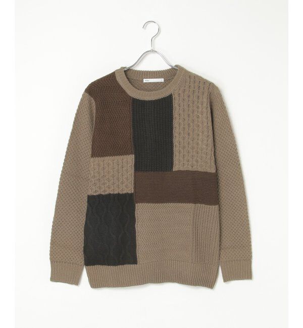 ikka「ブロックスクルーネックニット」|プルオーバー|