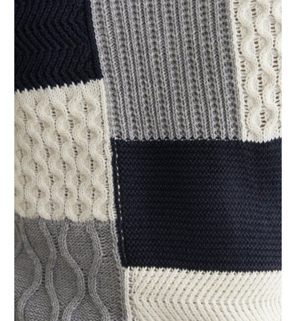 ikka「ブロックスクルーネックニット」|プルオーバー|