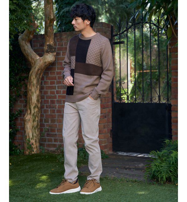 ikka「ブロックスクルーネックニット」|プルオーバー|