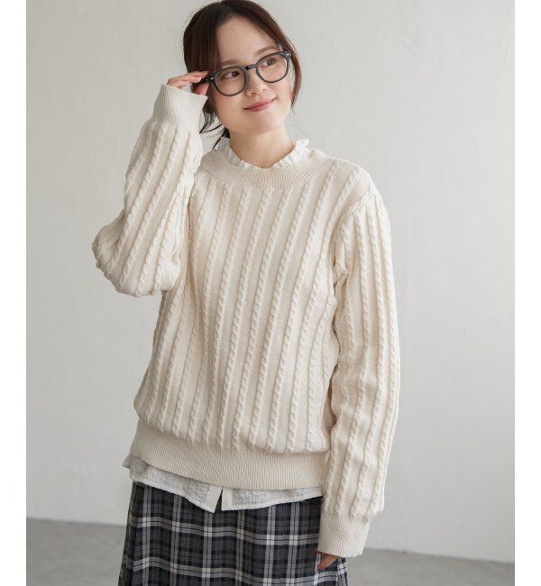 Lbc with Life「クリスマスケーブルニットプルオーバー」|カーディガン|ホワイト