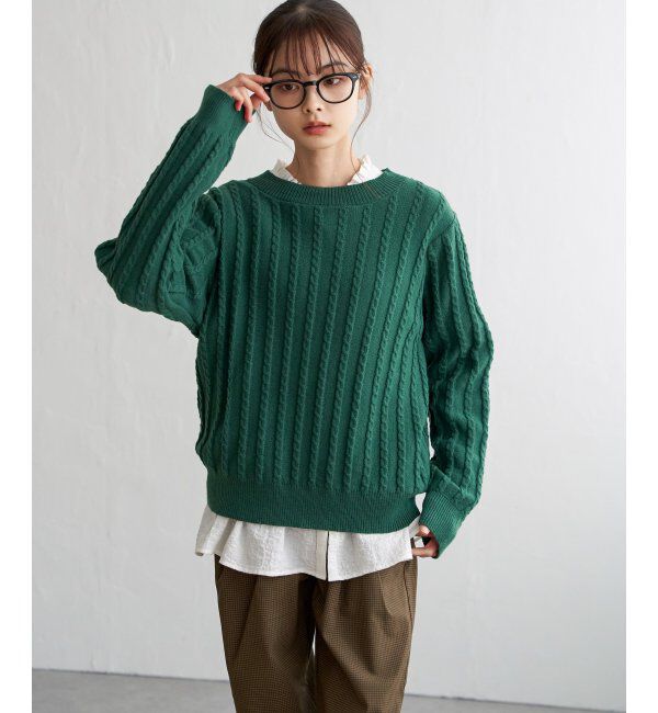 Lbc with Life「クリスマスケーブルニットプルオーバー」|カーディガン|グリーン