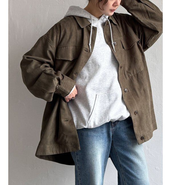 Lbc with Life「スウェードライクシャウター」|ブルゾン・スタジャン|オリーブ