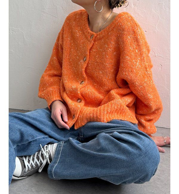 Lbc with Life「MIXヤーンラメ2WAYプルオーバーカーディガン」|カーディガン|オレンジ
