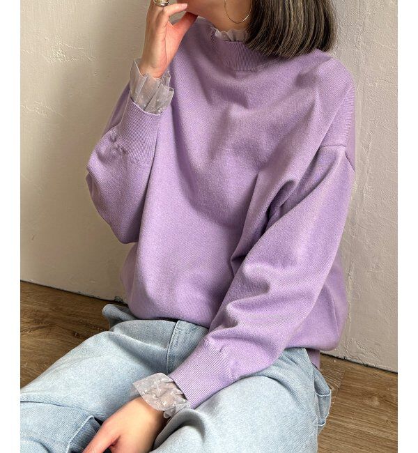 Lbc with Life「ドットチュールレイヤーニット」|カーディガン|ラベンダー