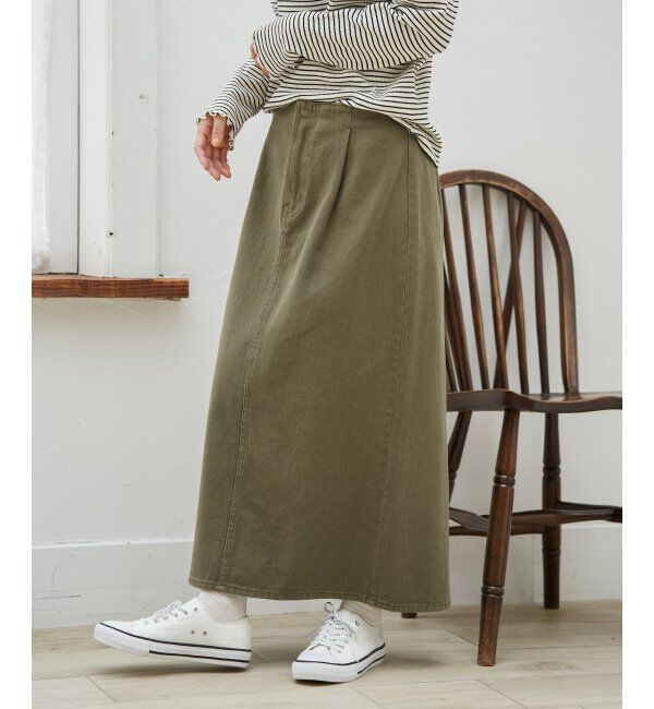 Lbc with Life「LBCステッチナロースカート」|スカート|カーキ