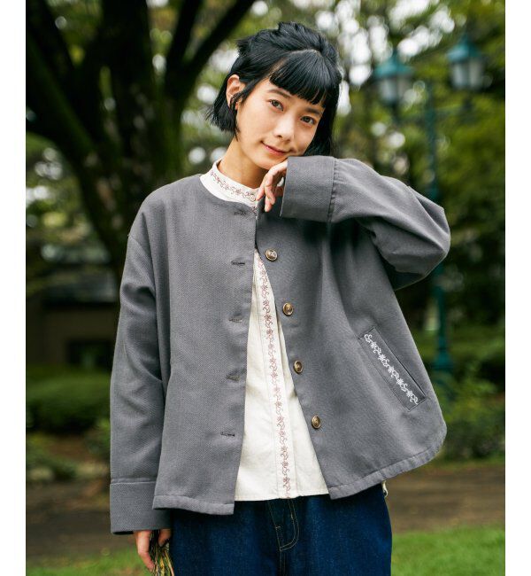 Lbc with Life「エクリュ ノーカラーブルゾン」|ブルゾン・スタジャン|チャコール