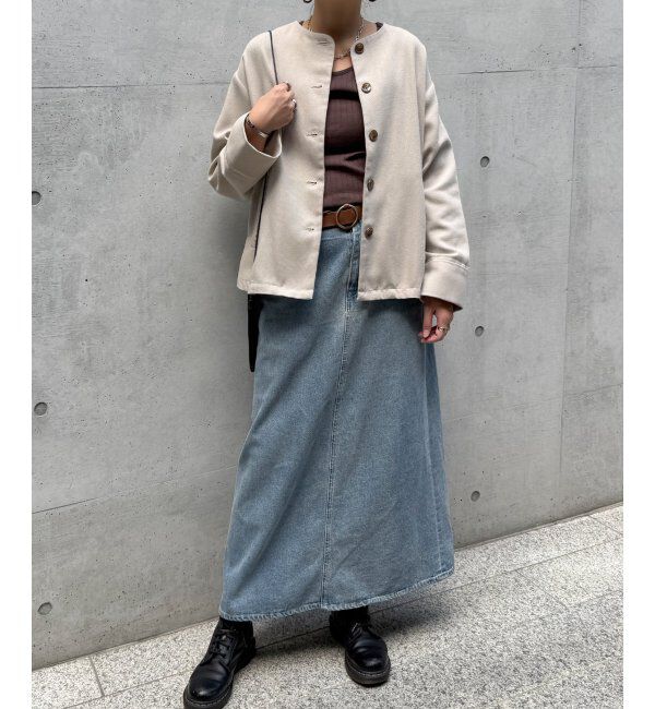 Lbc with Life「エクリュ ノーカラーブルゾン」|ブルゾン・スタジャン|