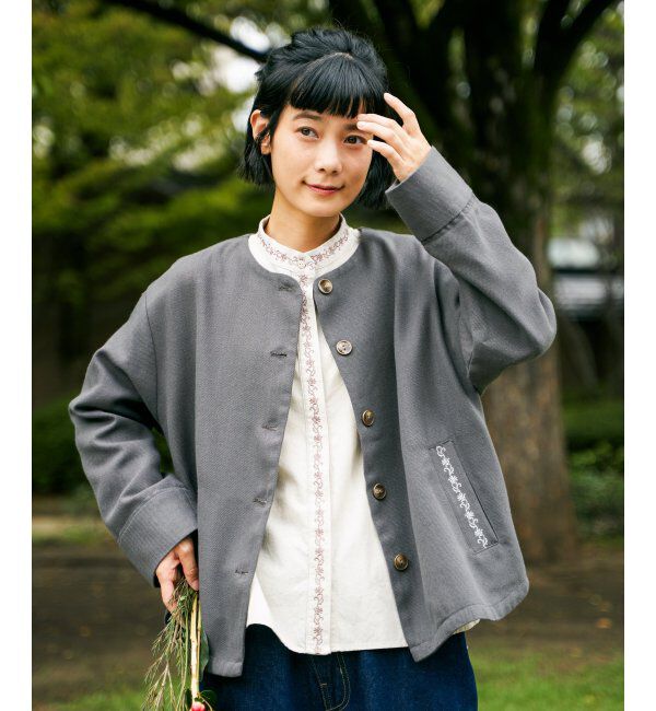 Lbc with Life「エクリュ ノーカラーブルゾン」|ブルゾン・スタジャン|