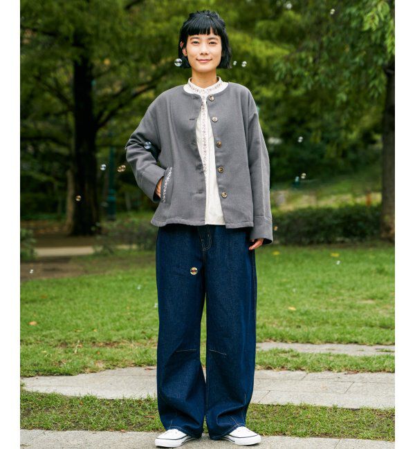 Lbc with Life「エクリュ ノーカラーブルゾン」|ブルゾン・スタジャン|